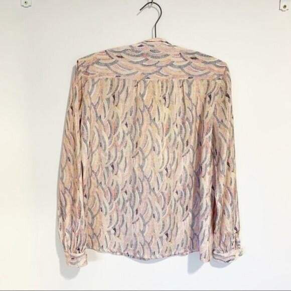 🌷 sales* Vintage Tie Neck Bow Top Paisley Size Medium Waves Retro Rare Career - Picture 12 of 16